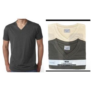 Primary Essentials 2 Pck V-Neck T-Shirt Cotton Soft SS Undershirts Tees Men Sz M